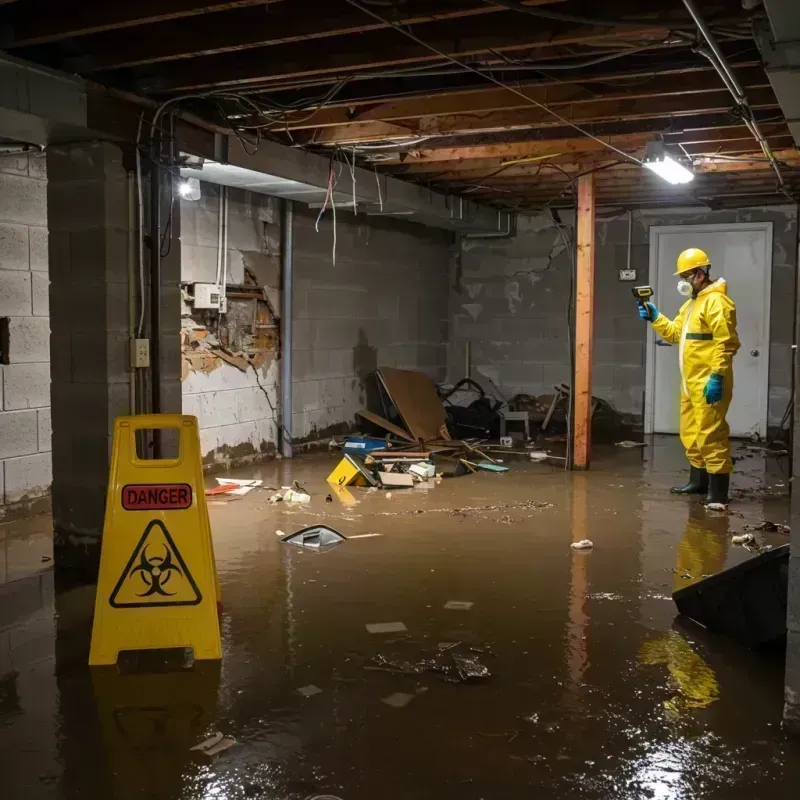 Flooded Basement Electrical Hazard in Cerro Gordo, IL Property